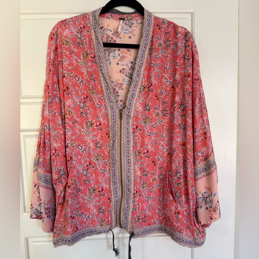 Free People Floral Zip Jacket